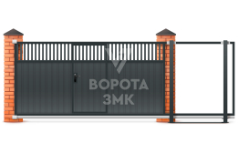 Раздвижные ворота с калиткой 3500×2000 для частного дома ЗМК-7597